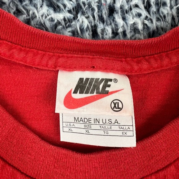 Vintage Nike Shirt Mens Extra Large XL Red Crew Neck Swoosh USA Made Casual - Picture 5 of 10